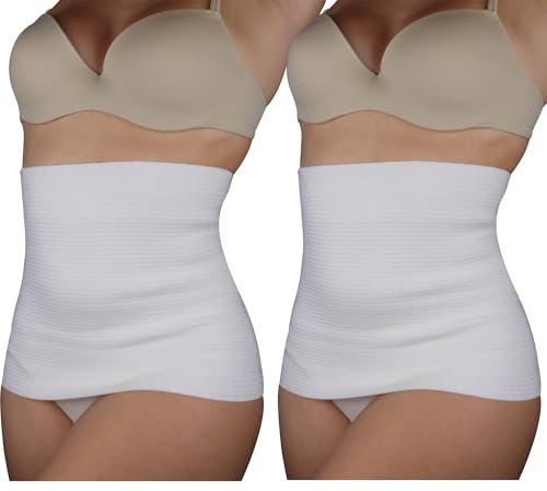 Leedya Bandeau lombaire support dos élastique 100 % fabriqué en Italie, pancera abdominal chauffant pour maux de dos - Pancera post-opératoire en laine et coton, Blanc, Tg 7/XXL - 121/135 Cm