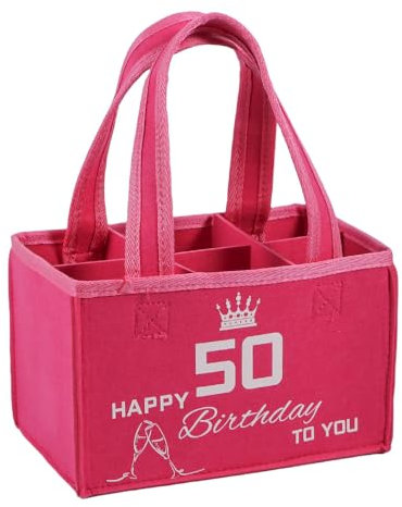 50th Birthday Gifts for Women - Personalised 50th Birthday Presents, Reusable Wine Bottle Bag for Transporting Wine, Champagne, Beer and Water Bottles for Women Wife Friends Wine Lover - Gift Idea
