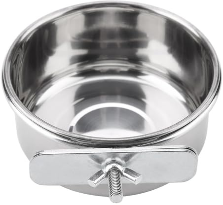 Fockety Alimentador de Jaula de Pájaros Anti-Acero Superficie Lisa para la Resistencia Al Mordisco para Loros para los Propietarios de Aves (M 300ml 6.8x9.3cm / 2.7x3.7in)