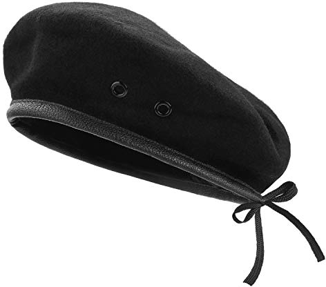 AYPOW Wolle Baskenmützen, Herren-Damen-Barettmützen mit Lederbesatz - verstellbar, Einheitsgröße