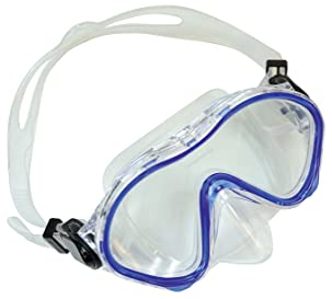 Schildkröt Kinder-Tauchbrille Tahiti, Junior Tauchmaske, Schwimmbrille, hochwertiges Silikon, Sicherheitsglas, verstellbar, für kleine Kinderköpfe, 940042, Blau-Transparent