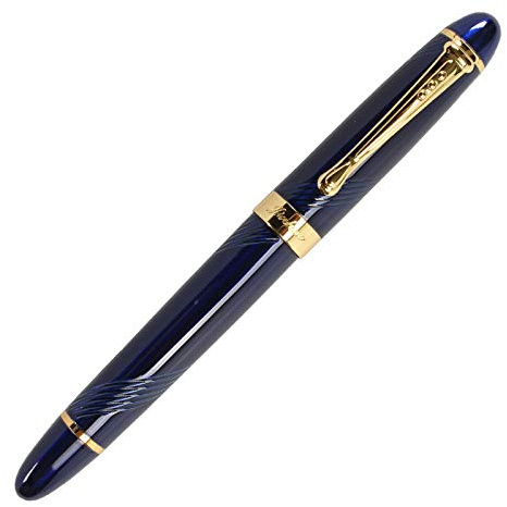 Jinhao X450 Füllfederhalter, Blaues Marmor-Design, Mittlere Federstärke und Goldakzente, 16 Stile