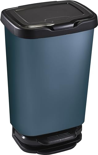 M-Home Jive 40 Pattumiera a Pedale con Coperchio, Blu Opaco, 40 l