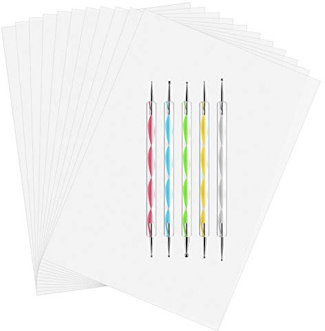 ASTARON 150 Blatt Weiß Kohlepapier Transferpapier, Pauspapier Carbon Papier mit 5 Pcs Präge-Stift-Punktierungswerkzeuge für Stoff Stoff Papier Holz