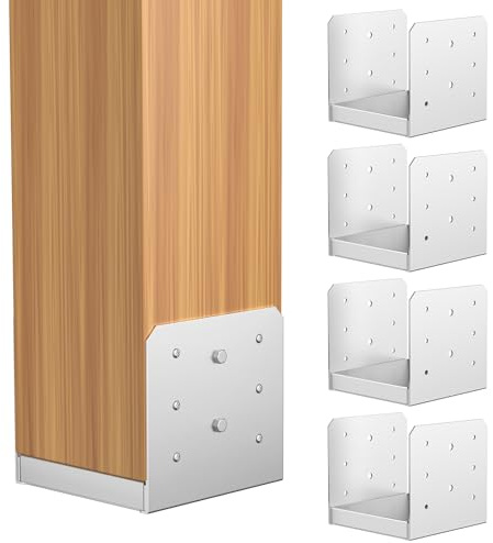 SPACEEUP 6x6 Post Base 5 Pcs, Adjustable Post Base Stainless Steel Concrete Internal 5.5 x 5.5 Post Anchor for Pavilion Deck Railing Support Decorative Anchor Plate