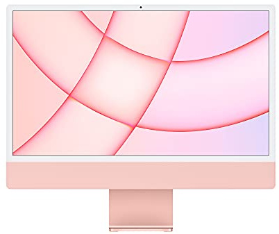 Apple iMac 2021 all-in-one desktop computer with M1 chip: 8-core CPU, 8-core GPU, 24-inch Retina display, 8GB RAM, 512GB SSD storage, 1080p FaceTime HD camera, matching accessories; Pink