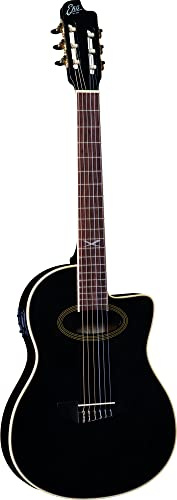 EKO GUITARS – NXT NYLON N100CE SEE THROUGH BLACK, Guitarra Clásica Cutaway Electrificada, Tapa Abeto, Aros, Fondo y Mástil Caoba, Diapasón South American Roupanà, Escala 650 mm, Color Negro