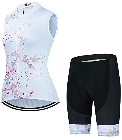 Women's Cycling Jersey Set Sleeveless Bike Shirts Cycling Vest Shorts Bicycle Clothing Short with Gel Padded