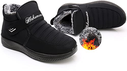 Aocase Zapatos Ortopédicos Diabéticos para Mujer Zapatillas de Invierno Antideslizantes Zapatos de Caminar Ortopédicos para Edemas Pies Hinchados Botas para Ancianos,Negro,37