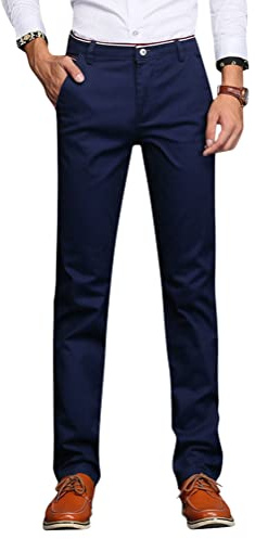 Oanviso Pantalones Largos Informales De Negocios De Moda para Hombres Pantalones Formales Elásticos con Bolsillo Pantalones Rectos Cómodos Pantalones De Oficina Antiarrugas Prevenir A Azul Real XXL