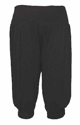 Women's 3/4 Harem Viscose Pants-Plain Baggy Capris- Comfy Lightweight Summer Wear