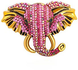 Elephant Head Brooch Vintage Colored Diamond Elephant Brooch Corsage Pink Elephant Elegant Brooch Dress Suit Classic Decorations Suitable for Men Women Friends