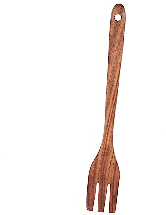 Alipis Tenedor de Madera para Cocina Mango Largo Resistente al Desgaste Utensilio para Ensaladas Barbacoa Buffet Hotel Superficie y Seguro para Servir Alimentos