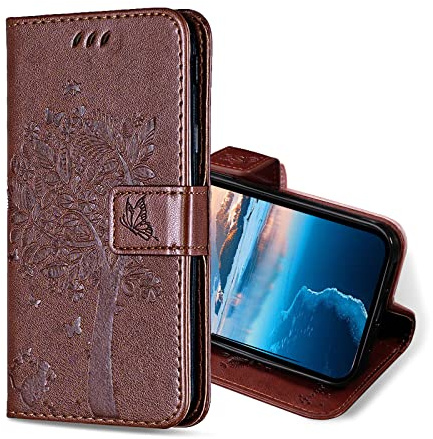 KANVOOS Coque pour iPhone 14 / iPhone 13, Etui Protection Housse Premium en Cuir PU, Antichoc Étui à Rabat Portefeuille Flip Case pour iPhone 14 / iPhone 13 (Marron)