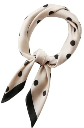 WRITWAA Sciarpa Da Donna a Pois 26.77 Pollici Sciarpa Quadrata in Finta Seta Leggera Multiuso Estiva Scialle Elegante Accessorio Per Abbigliamento Quotidiano E Cerimonia