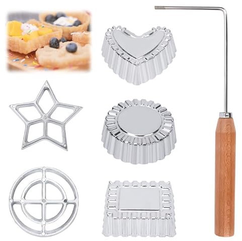 Les-Theresa Bunuelos Mold with Handle, Rosette Cookie Mold 6Pcs Achappam Mould, Cookie Mould Detachable Rosette Waffle Maker, Waffle Mold for Kitchen Baking Cooking