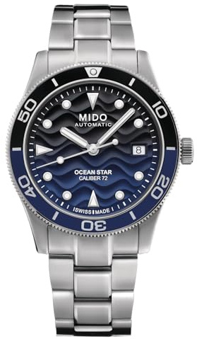 MIDO Ocean Star 39 - Swiss Automatic Watch for Men & Women - 39mm Stainless Steel Case - Blue Dial - Stainless Steel Bracelet - M0269071104100
