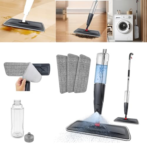 Flash Speed Mop - Spazzola a spruzzo in microfibra, con 3 cuscinetti intercambiabili, Wet&Dry Floor Cleaning Mop con serbatoio da 700 ml e testa girevole a 360° per pavimenti laminati/domestici