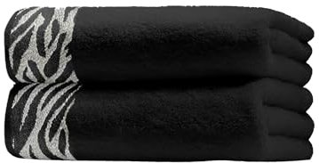 Class Home Collection Duschtücher Duschtuch 2er Set Jacquard Baumwolle Zebra Schwarz