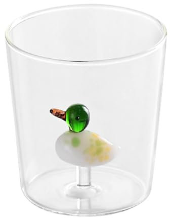 Durdiiy Vaso de vidrio borosilicato, 400 ml Vidrio transparente con Patito, Vasos de Vidrio Borosilicato para Agua, jugo, resistentes, ligeros, aptos para lavavajillas