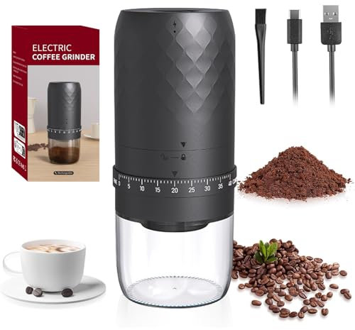 Electric Coffee Bean Grinder,Portable Cordless Burr Coffee Grinder,40 Adjustable Coarseness Settings Rechargeable,for Drip Coffee French Press Coffee Maker Rhombus,Christmas Coffee Accessories Gift ﻿
