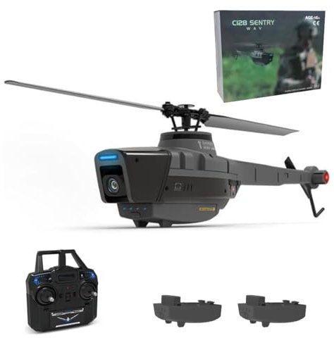 Meiurlex C128 Scout RC Hubschrauber mit Kamera, 2.4GHz Bürstenloser Einzelrotor Fernbedienung Hubschrauber 6-Achsen-Gyro, Höhenhaltefunktion Geschenk für Anfänger