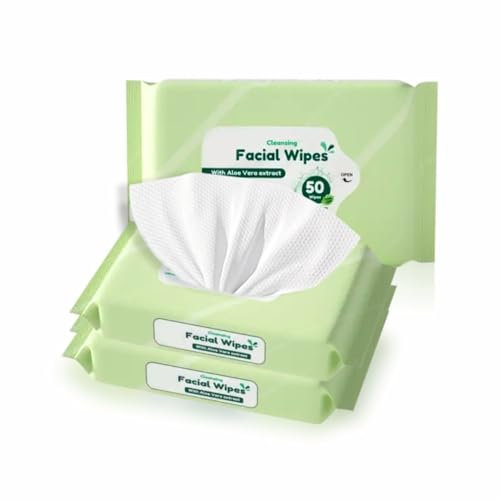 Make Up Remover Wipes Facial Cleansing Skin Surface Wipes Pads Eye Make Up Remover Face Wipes Wet with Aloe Vera Extract Sensitive Skin 18x12.5cm (150)