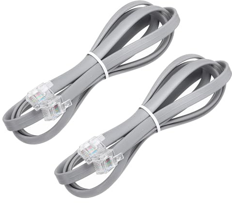 QUARKZMAN 2 Stück Telefonkabel 1m Telefonleitung RJ12 6P6C Stecker Auf Stecker Gerade Verdrahtete Hörerkabel Für Zuhause Büro Grau