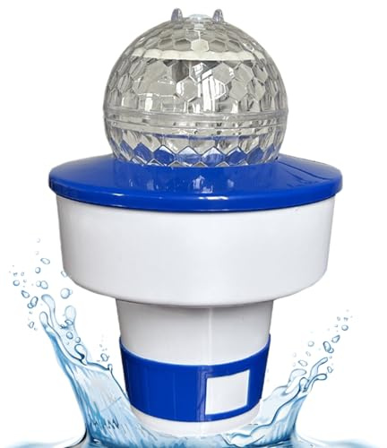 Bemonew klor flytande klor tablett flytare med solcell 17,78 cm pool justerbar flytande dispenser för pool vattenpark
