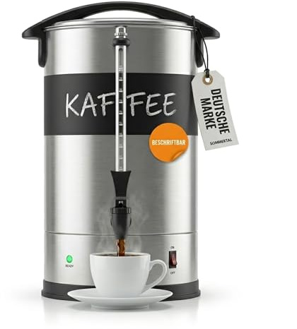 Sommertal Gastro Kaffeemaschine 15L / 100 Tassen | Filterkaffeemaschine groß mit Warmhaltefunktion & Wasserstandsanzeige | Kaffeeurne mit Beschriftungsfeld für Büro, Catering & Events | Kaffeekocher