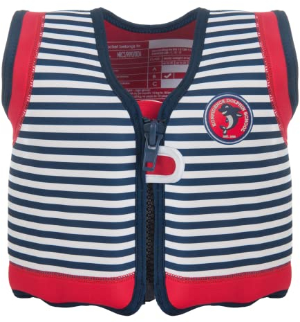 Konfidence Jacket - Premium Schwimmweste für Kinder | Einstellbarer Auftrieb | UKCA- & CE-Konform | Von Schwimmschulen Empfohlen | Über 25 Jahre Erfahrung(Hamptons Navy Stripe, Large)