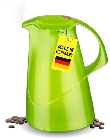 ROTPUNKT Isolierkanne 1L - Premium Kaffekanne Made in Germany I Hält bis zu 24 Std heiß I Warmhaltekanne für Kaffee und Tee (Stepahnie 260, Shiny Pear)