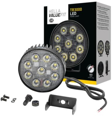 HELLA Valuefit TR3000 LED Arbeitsscheinwerfer 12V - 24V rund 3000 Lumen Nahfeldausleuchtung starke Lichtleistung in kompaktem Design Offroad LED Scheinwerfer für Traktor LKW SUV ATV - 1G0 357 113-002