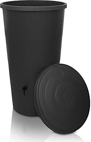 YourCasa Regentonne 160 Liter [inkl. Anschlusset & Bohrer] Regenfass Wetterfest aus Kunststoff mit Wasserhahn - Regenwassertonne - Wasserfass Regenwassertank Wassertonne für Garten (Anthrazit, 160L)