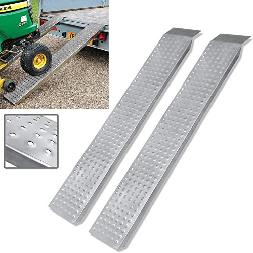 LZQ 2 Stück Auffahrrampe Verzinkter Stahl 400kg 160×22,5×4,5CM Silber Oberfläche Antirutsch Auffahrschiene Laderampe Anhängerrampe Motorrad ATV Quad PKW Auto