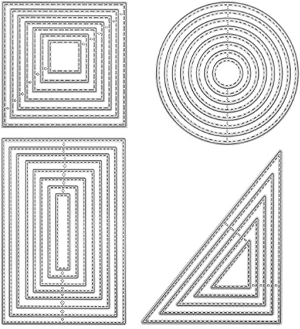 4 stycken stansschabloner geometriskt set stansformar kvadratisk rektangulär cirkel triangel ram fyrkantig skärning präglingsstenciler prägling mall för scrapbooking album kort pyssel