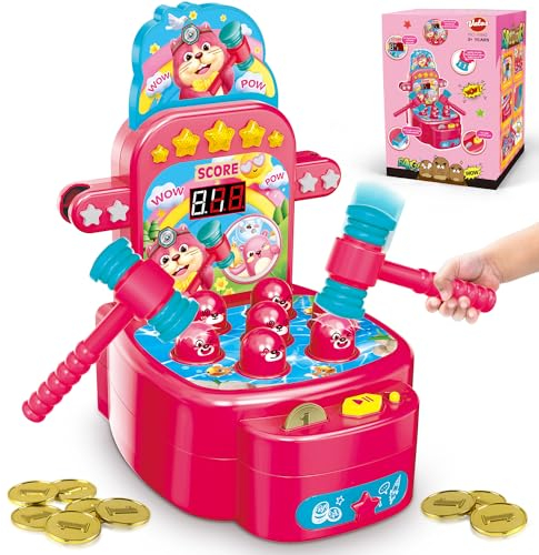 VATOS Whack Spiel,Schlag den Maulwurf,elektronisches Mini Arcade Spielzeug,Münzspiel mit 2 Hämmern,interaktives pädagogisches für Kleinkinder,Kinder,Mädchen und Jungen im Alter von 3-6 Jahren