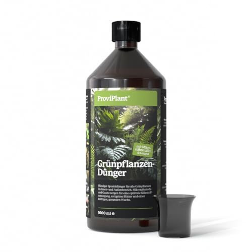 ProviPlant Grünpflanzen Flüssigdünger – Für Monstera, Ficus & Zimmerpflanzen – 1 Liter Konzentrat für bis zu 200 Liter Gießwasser – Made in Germany