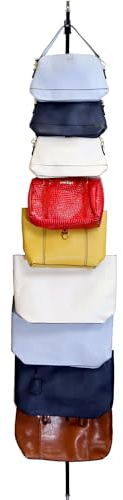 Perfect Curve Handbag and Purse Organizer | Hold up to 9 Bags | Over the Door Organizer | Adjustable Clips | 1 Strap | Black