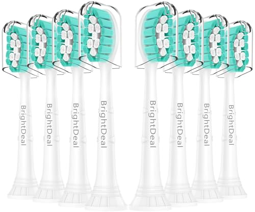 BrightDeal Ersatzbürsten Kompatibel mit Philips Sonicare - Elektrische Zahnbürstenkopf Kompatibel mit Sonicare HealthyWhite, EasyClean Zahnbürste, 8 Weisse Bürstenköpfe