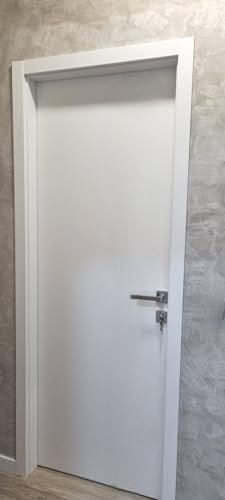 Puerta interior WPC lacada blanca 2000x800x45mm con oferta de guarnición/bisagra/cerradura/manija - Grosor de la pared entre 12 y 17cm (blanco, 2000X700X45 MM)