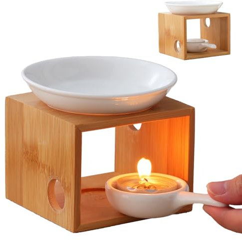 Duftlampe für ätherische Öle,Duftlampe Teelicht,Duftlampe Keramik Bambus,Aromatherapie,für Dekoration, Yoga, Schlafzimmer