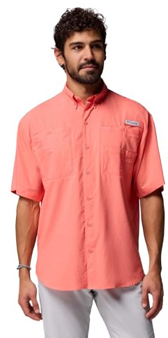 Columbia Mens PFG Tamiami II Short Sleeve Fishing Shirt, Melonade, X-Large Tall