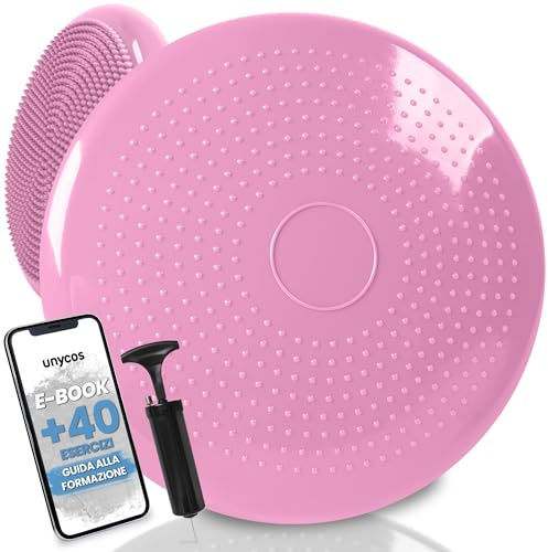 unycos - Cojín de Equilibrio【34 cm】con Bombín, Disco Propioceptivo, Antideslizante y Terapéutico que Resiste 150 kg, Soporte Lumbar para Yoga, Pilates, Fitness y Rehabilitación (Basic)