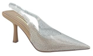 MODELISA - Zapato De Tacón Brillo Slingback con Punta Fina Transparente Vinilo para Mujer (Nude, Sistema Tallas Calzado EU, Adulto, Mujer, Números, Mediano, 37)