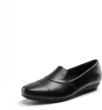 DREAM PAIRS Women's Loafers Orthopedic Work Dress Shoes,Black-Pu,5