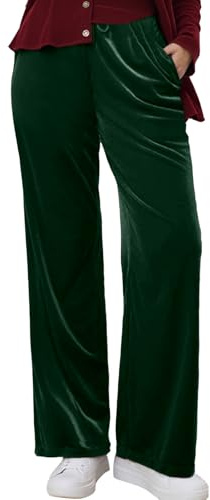 Generisch Pantalones de terciopelo para mujer de corte baggy, pantalones de ocio de samta suave, pierna ancha, pierna recta, pantalones deportivos para mujer, monocolor, casual, pantalón de casa