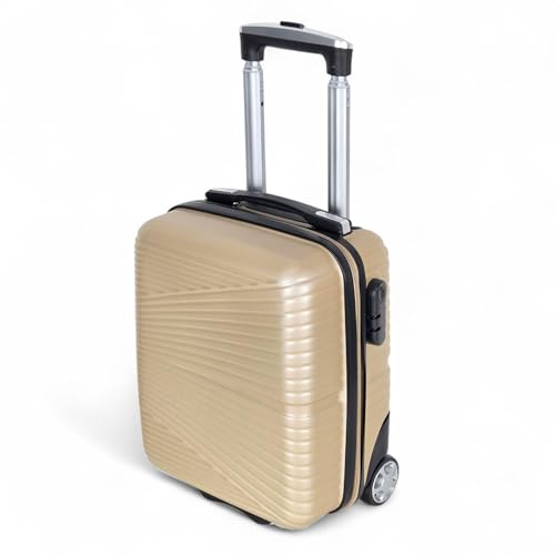 Valigetta Bagaglio a Mano 40x30x20 cm Uomo Donna Ragazzo Ragazza Bambini Rigido 2 Ruote Maniglia Telescopica Valigia Compatta Piccola da Cabina Ryanair EasyJet Multicolore Offerta Mod:1203 (Oro)