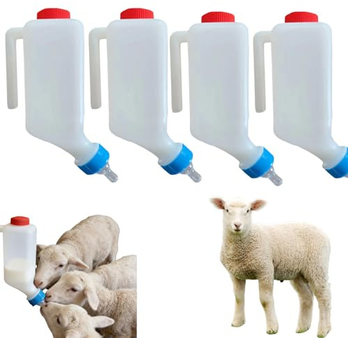 Biberones de alimentación de cabra, botella de cordero de animal pequeño, botella de leche portátil, botella de animales de 800 ml, botella de lactancia con asa, botellas de lactancia de cordero para