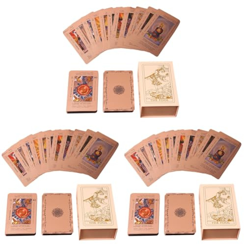 Juego de 78 tarjetas de adivinación místicas clásicas con libro de guía, diseño de oro rosa para principiantes y profesionales
